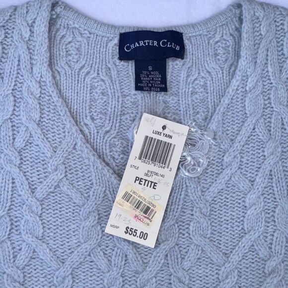 Charter Club Womens Wool Angora Cable Knit Sweater Vintage Size SP - Picture 3 of 12